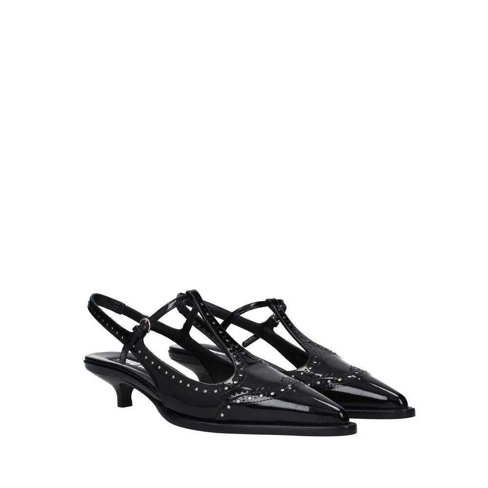 Miu Miu Black Calfskin Mid Heel Pumps