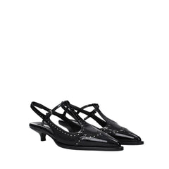 Miu Miu Black Calfskin Mid Heel Pumps