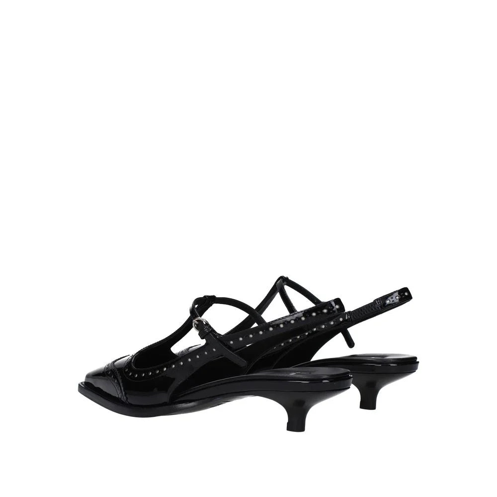 Miu Miu Black Calfskin Mid Heel Pumps