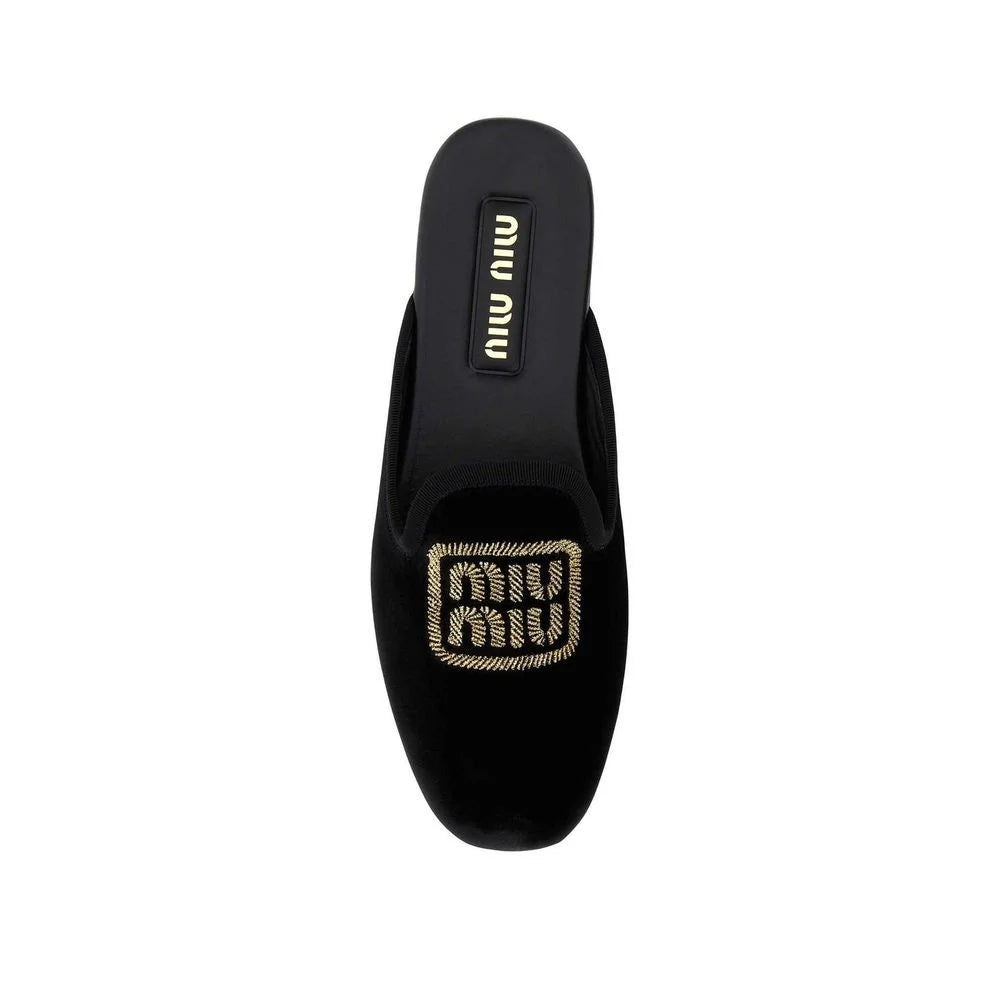 Miu Miu Black Calfskin Mules