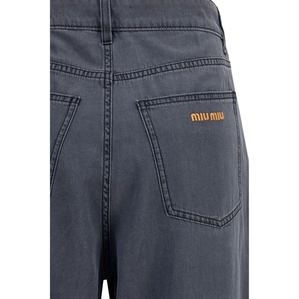 Miu Miu Black Cotton Straight-Leg Jeans