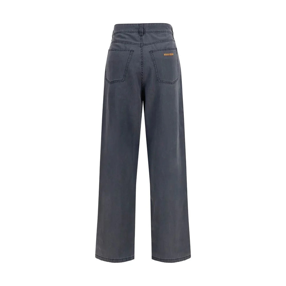 Miu Miu Black Cotton Straight-Leg Jeans