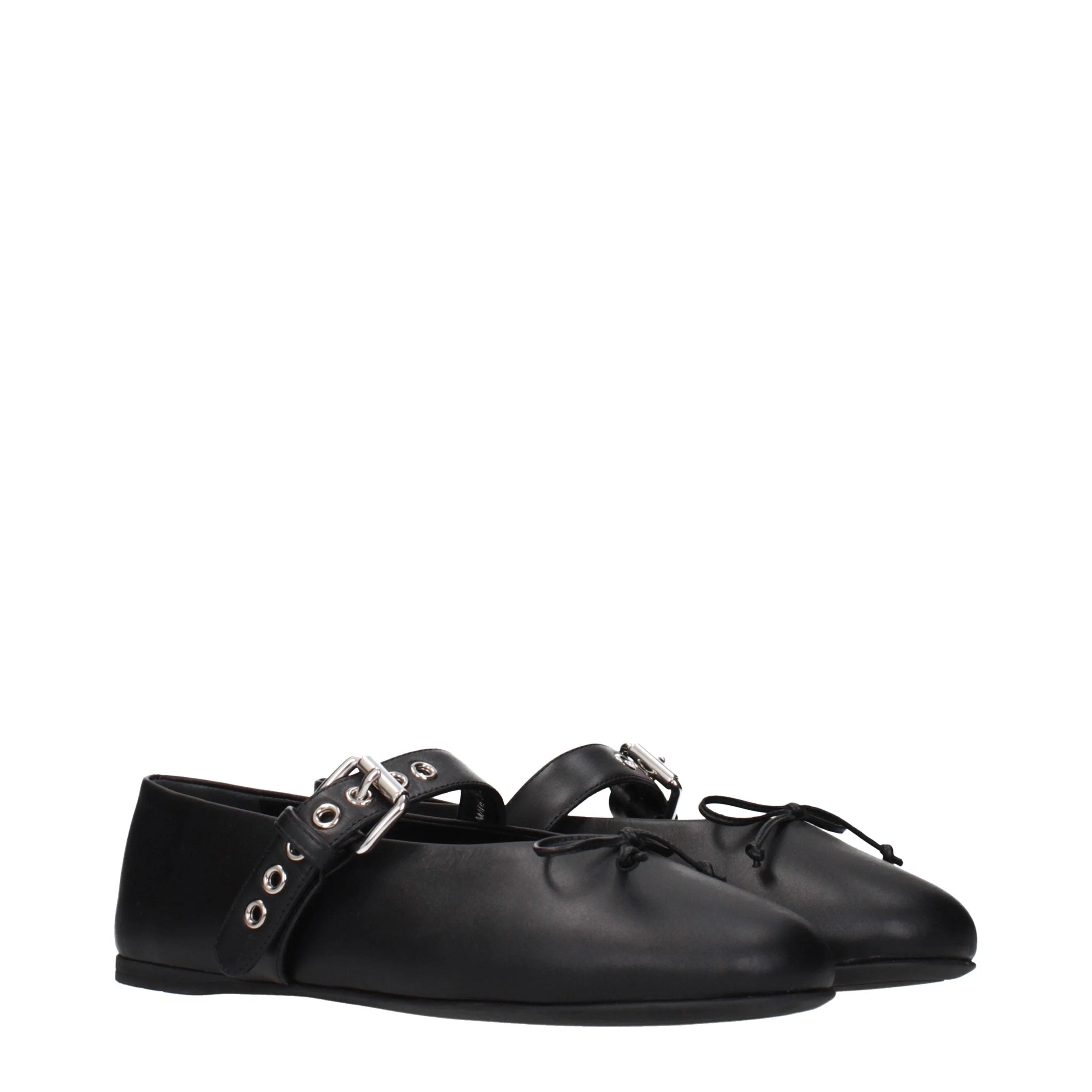 Miu Miu Black Leather Ballet Flats - EU38/US8