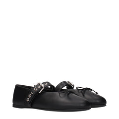 Miu Miu Black Leather Ballet Flats - EU38/US8