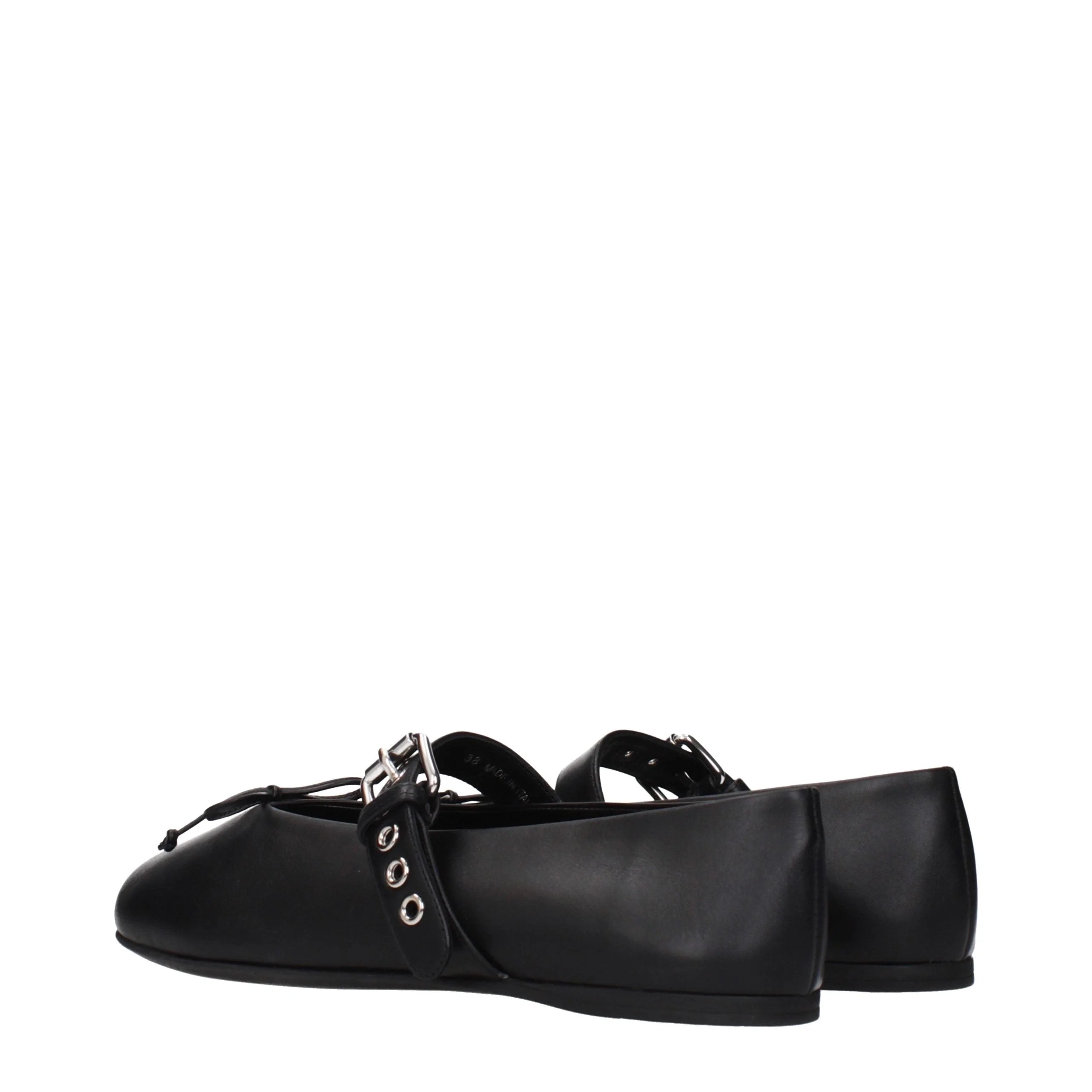 Miu Miu Black Leather Ballet Flats - EU38/US8