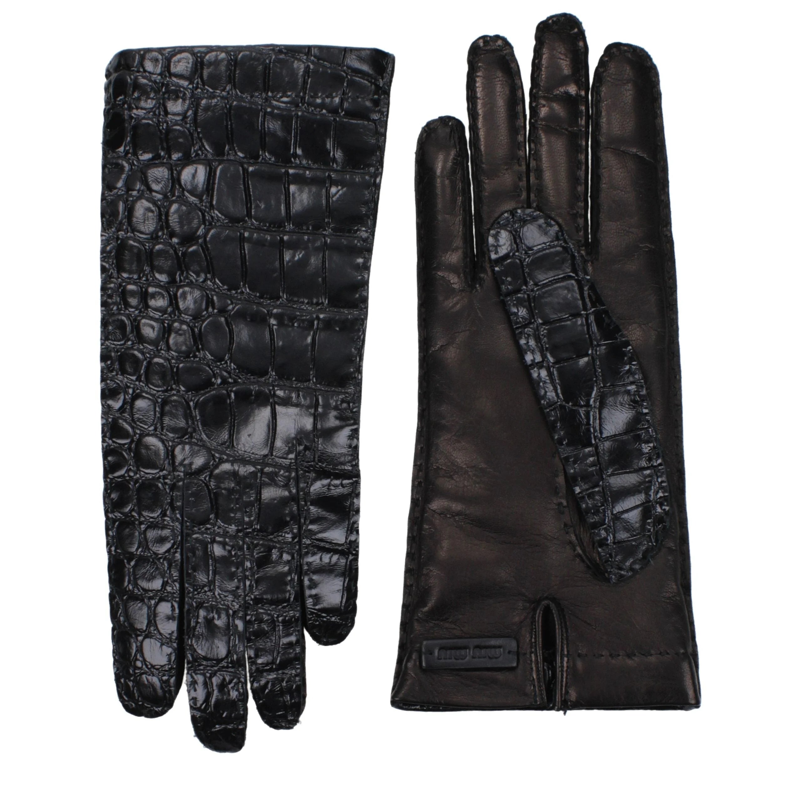 Miu Miu Black Leather Gloves - 6.5|XS