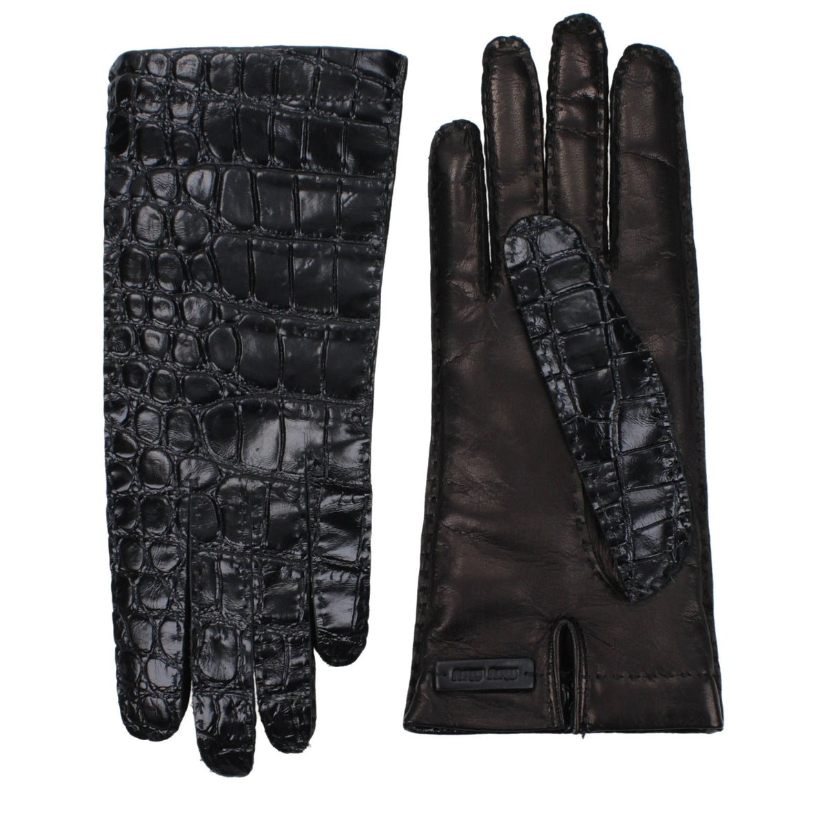 Miu Miu Black Leather Gloves - 6.5|XS