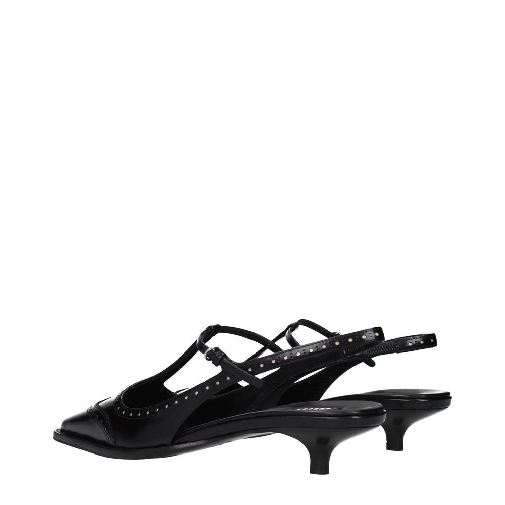 Miu Miu Black Leather Mid Heel Pumps - EU41/US11