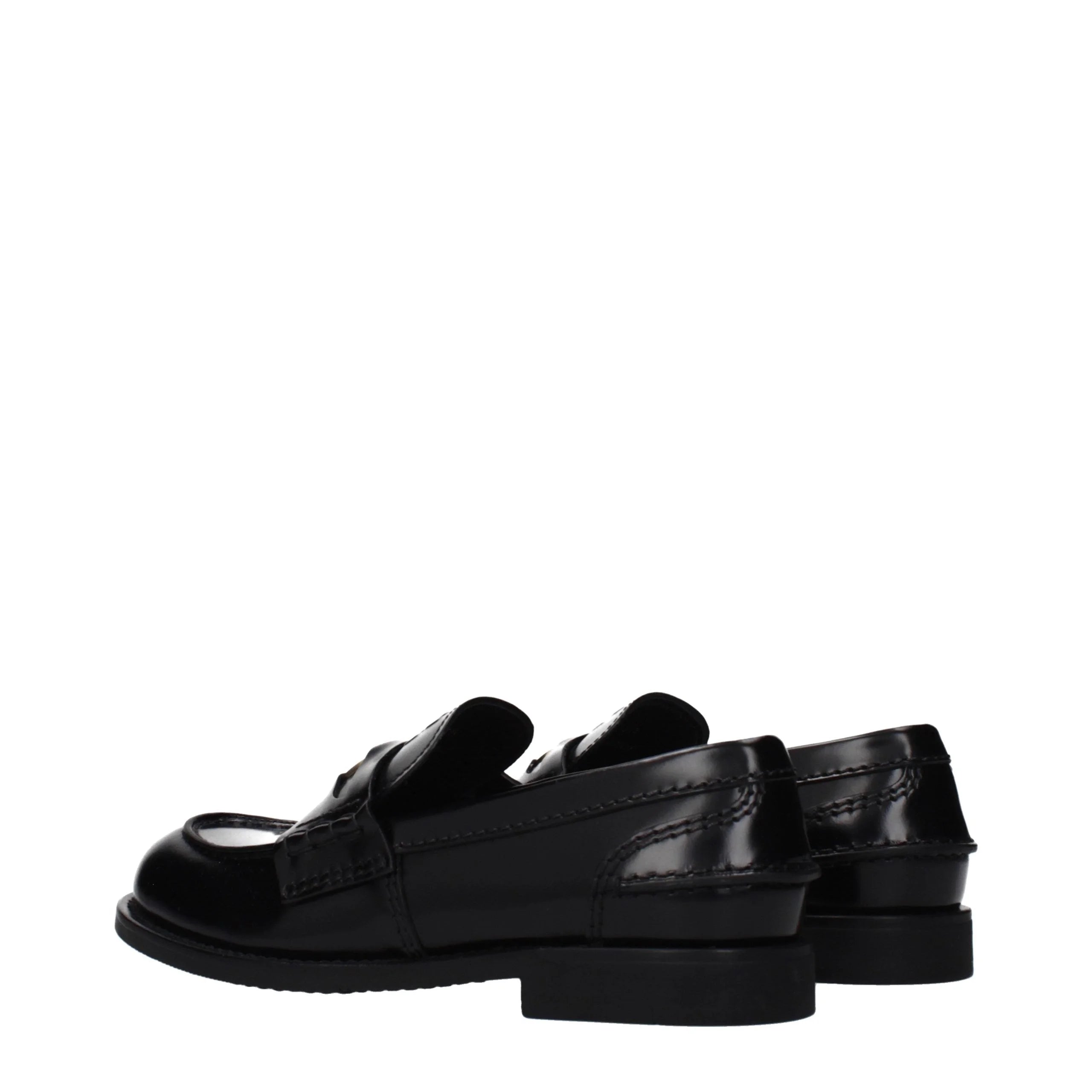 Miu Miu Black Leather Slip-On Loafers