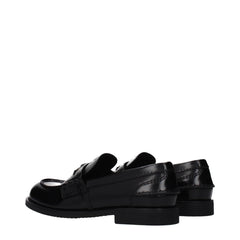 Miu Miu Black Leather Slip-On Loafers