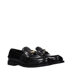 Miu Miu Black Leather Slip-On Loafers