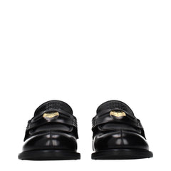 Miu Miu Black Leather Slip-On Loafers