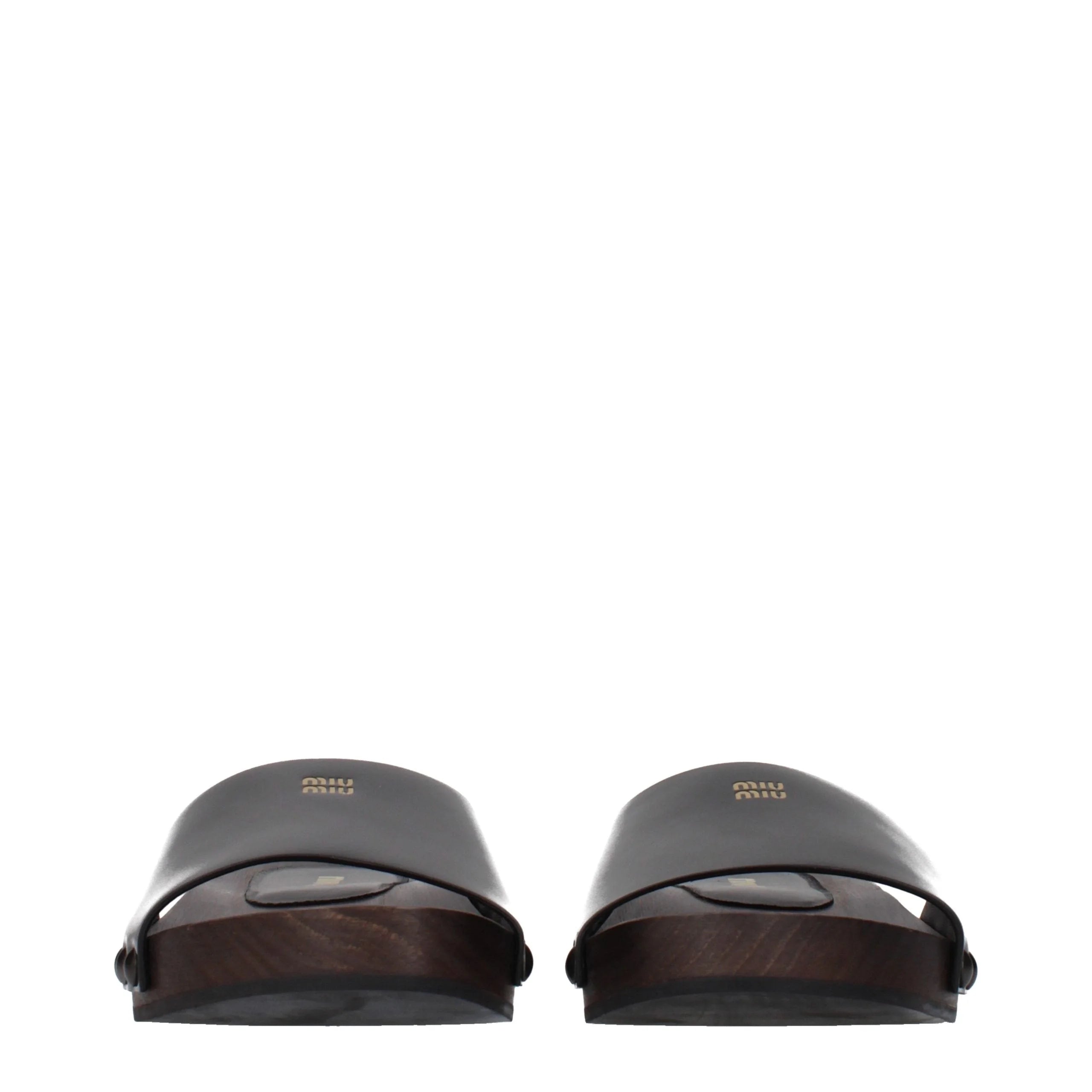 Miu Miu svarte skinnslåpper - EU37/US7
