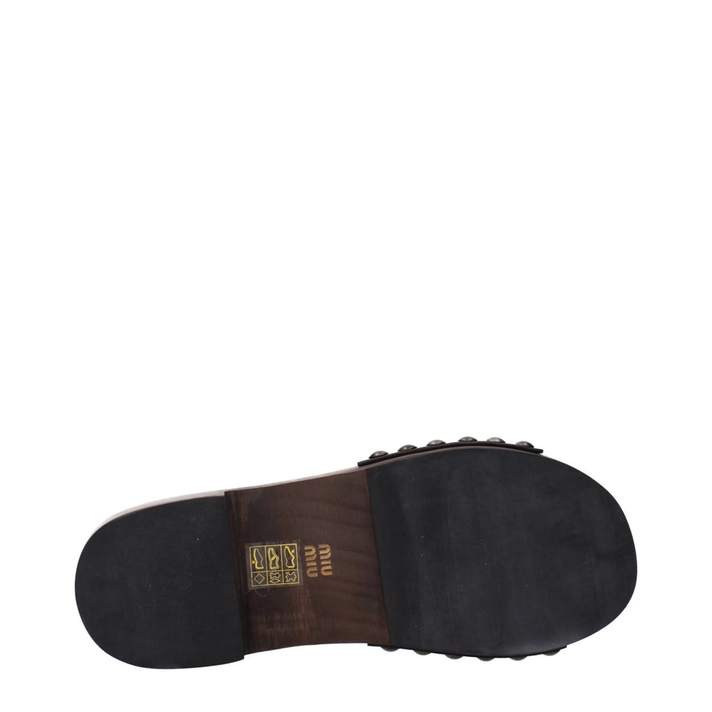 Miu Miu svarte skinnslåpper - EU37/US7