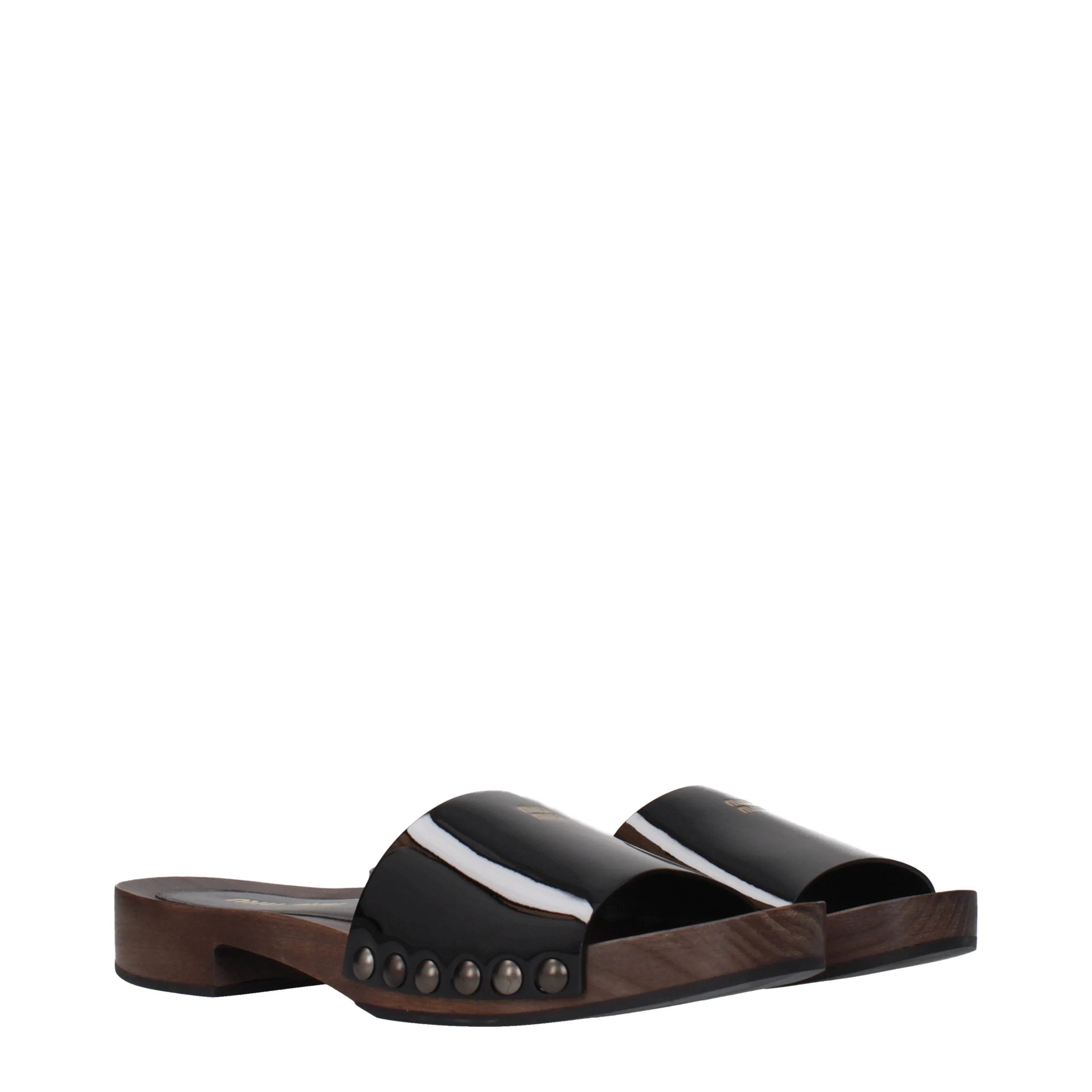 Miu Miu svarte skinnslåpper - EU37/US7