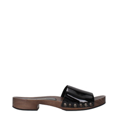 Miu Miu Svarte skinn slippers - EU37/US7