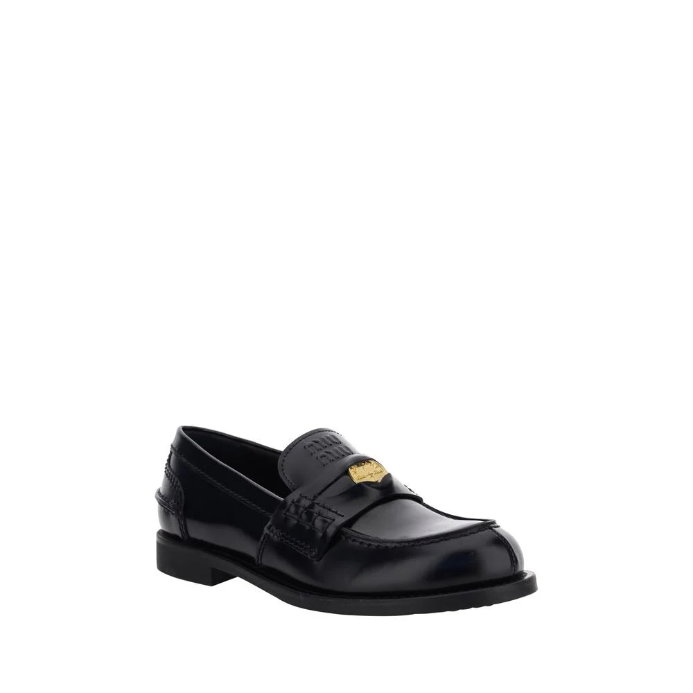 Miu Miu Black Rubber Slip-On Loafers