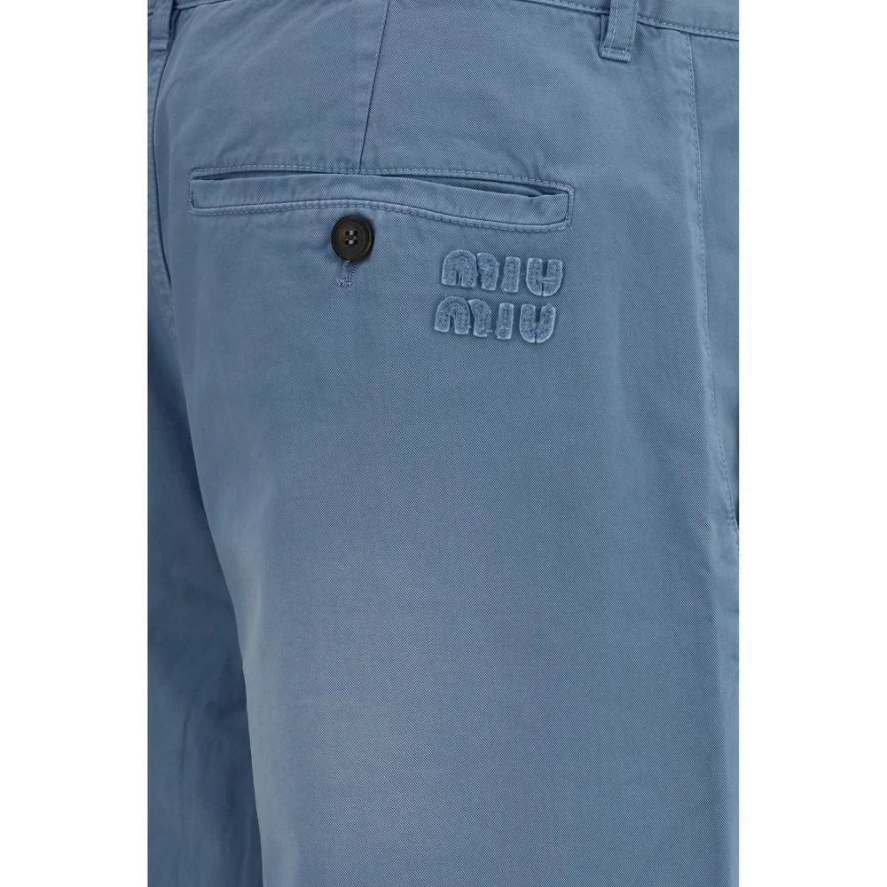 Miu Miu Blue Cotton Casual Pants - IT40 | M