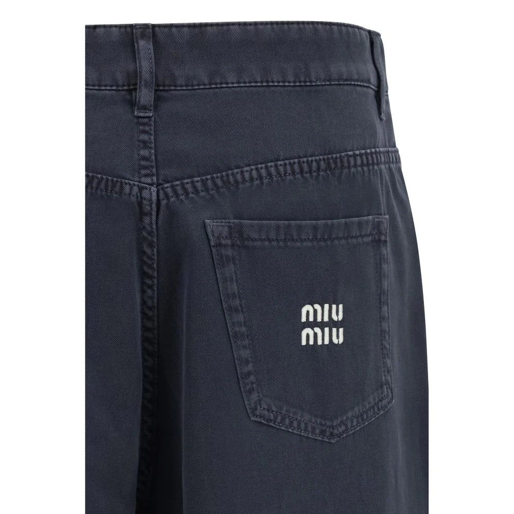 Miu Miu Blue Cotton Flared Jeans - 26