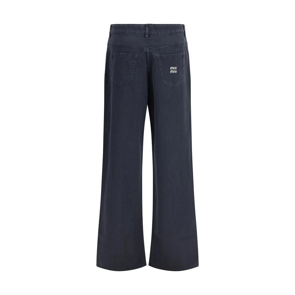 Miu Miu Blue Cotton Flared Jeans - 26