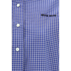 Chemise à motifs en coton bleu Miu Miu - IT36 | XS