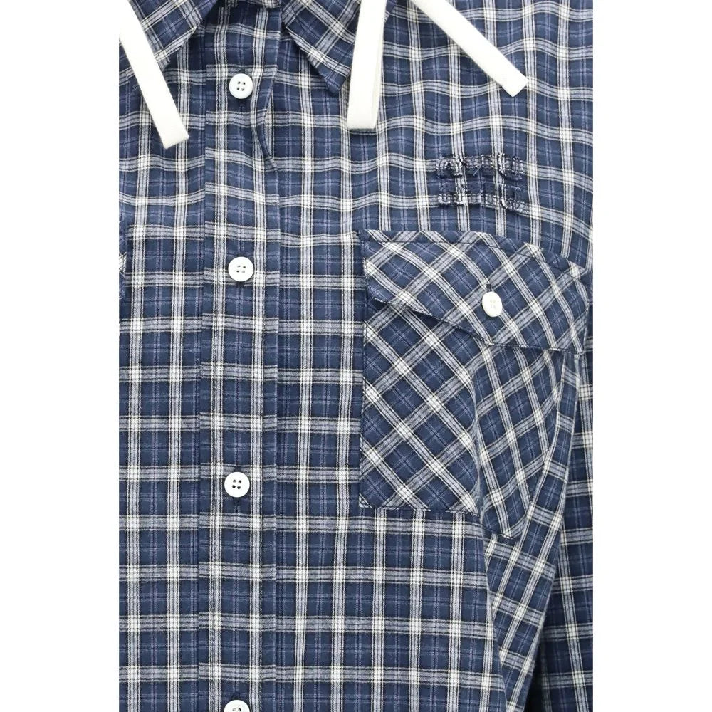 Miu Miu Blue Cotton Pattern Shirt - IT38 | S