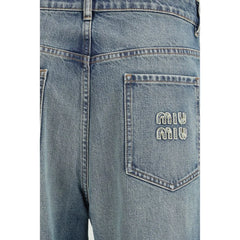 Miu Miu Blå Bomuld Jeans - Stregmodel - 27