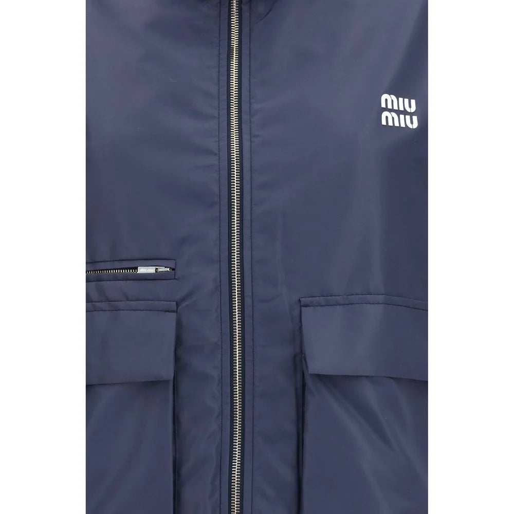 Miu Miu Modrá Polyesterová Bunda do Dlouhé - IT38 | S