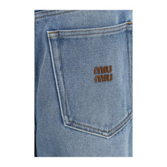 Miu Miu Blue Polyester Relaxed Fit Jeans - 28