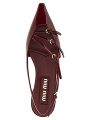 Miu Miu Bordeaux Calfskin Ballet Flats