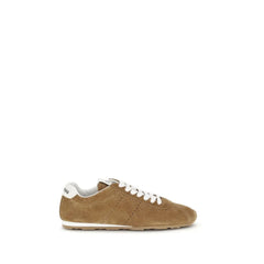 Miu Miu Brown Calf Leather Bos Taurus Athletic Sneakers