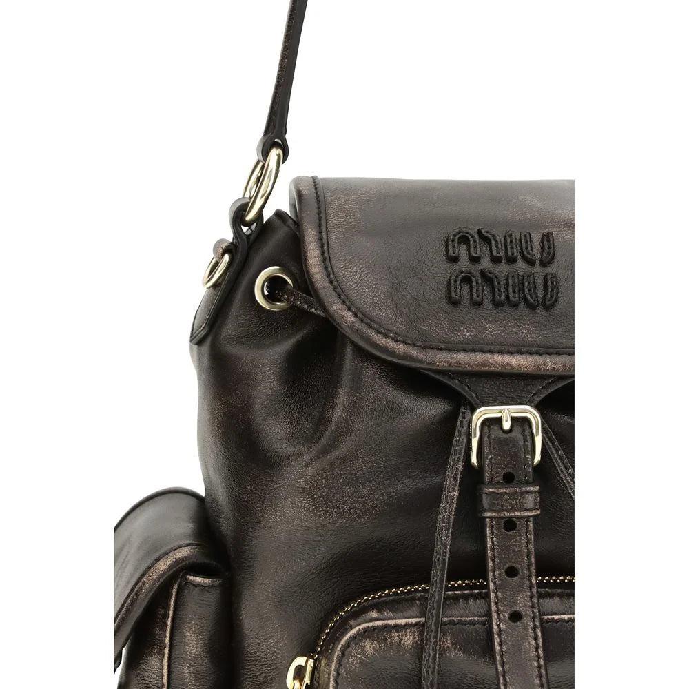 Miu Miu Brown Calf Leather Bos Taurus Backpack