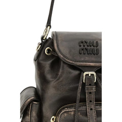 Miu Miu Brown Calf Leather Bos Taurus Backpack