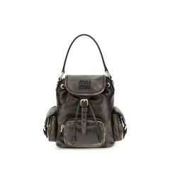 Miu Miu Brown Calf Leather Bos Taurus Backpack