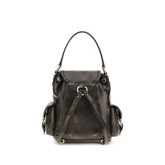 Miu Miu Brown Calf Leather Bos Taurus Backpack