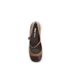 Miu Miu Brown Calf Leather Bos Taurus Ballet Flats