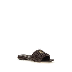 Miu Miu brune flade sandaler i kalveskind