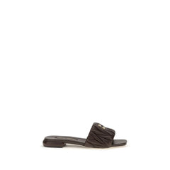 Miu Miu brune flade sandaler i kalveskind