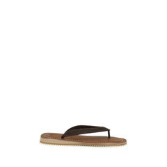 Miu Miu Brown Calf Leather Bos Taurus Flip-Flop Sandals - EU37/US7