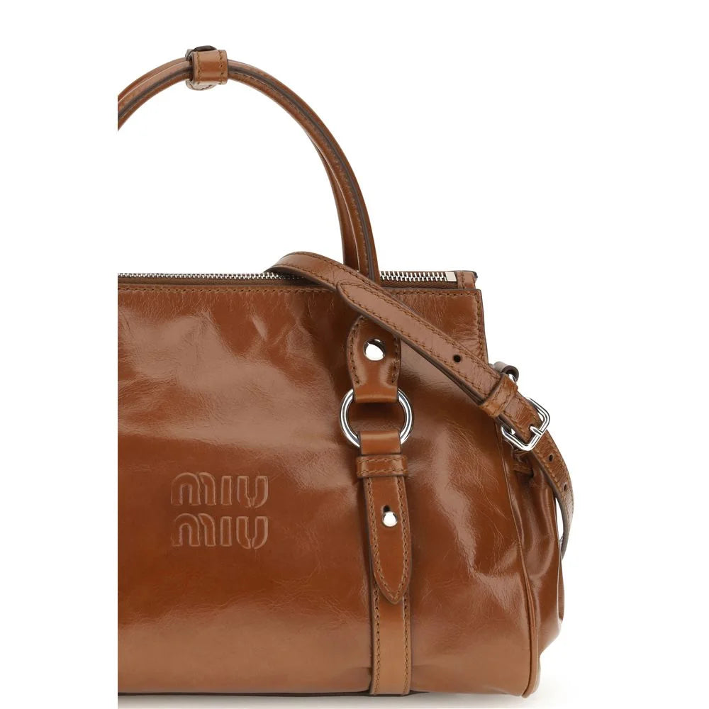 Sac à main Miu Miu en cuir de veau marron Bos Taurus