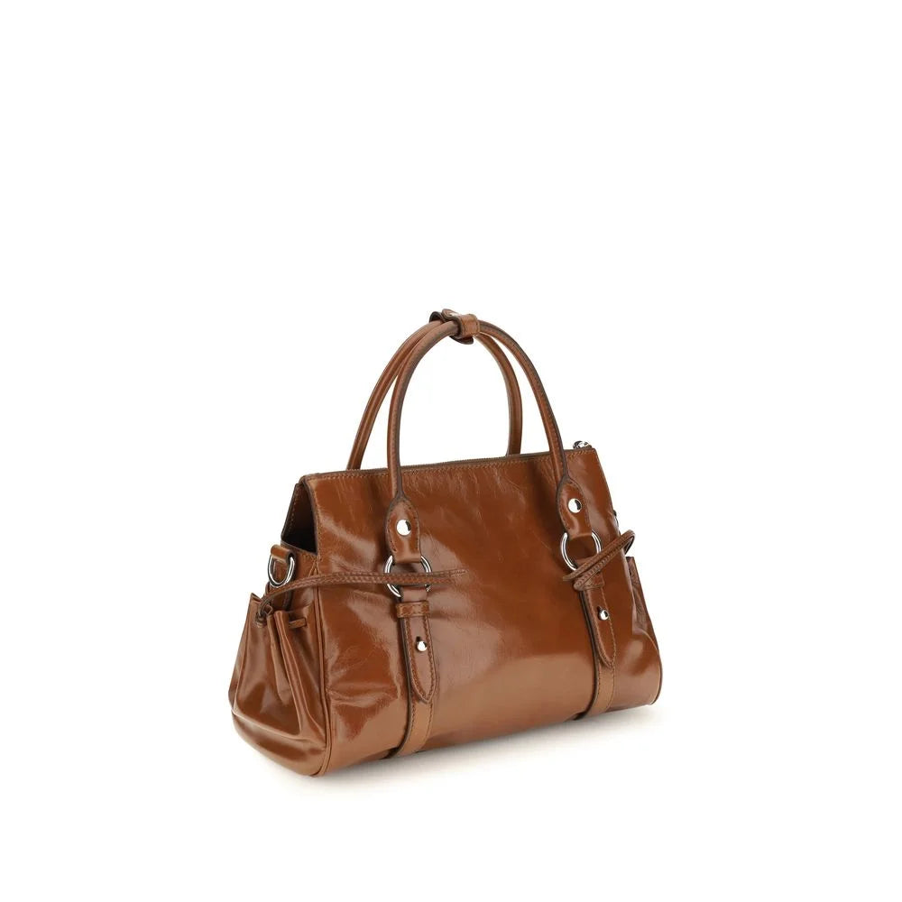 Sac à main Miu Miu en cuir de veau marron Bos Taurus