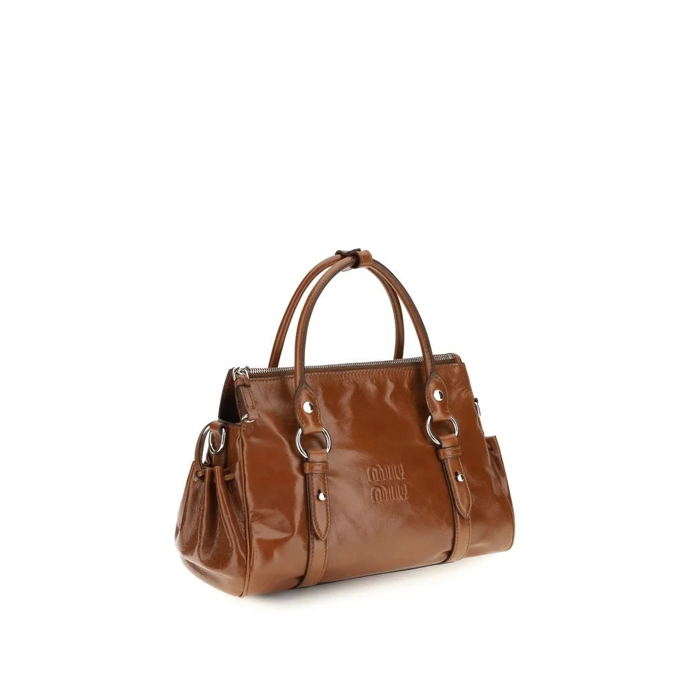 Sac à main Miu Miu en cuir de veau marron Bos Taurus
