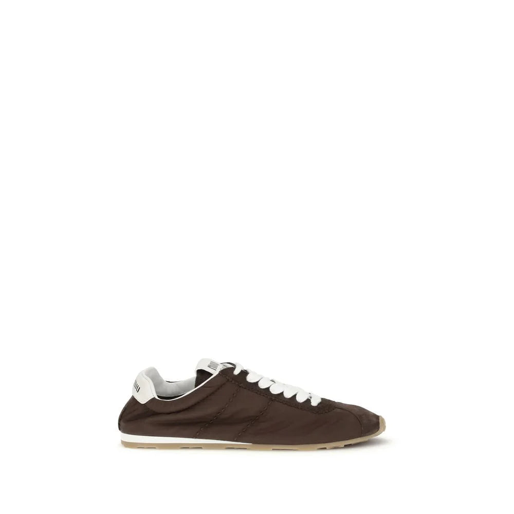 Miu Miu Brown Calf Leather Bos Taurus Low Top Sneakers