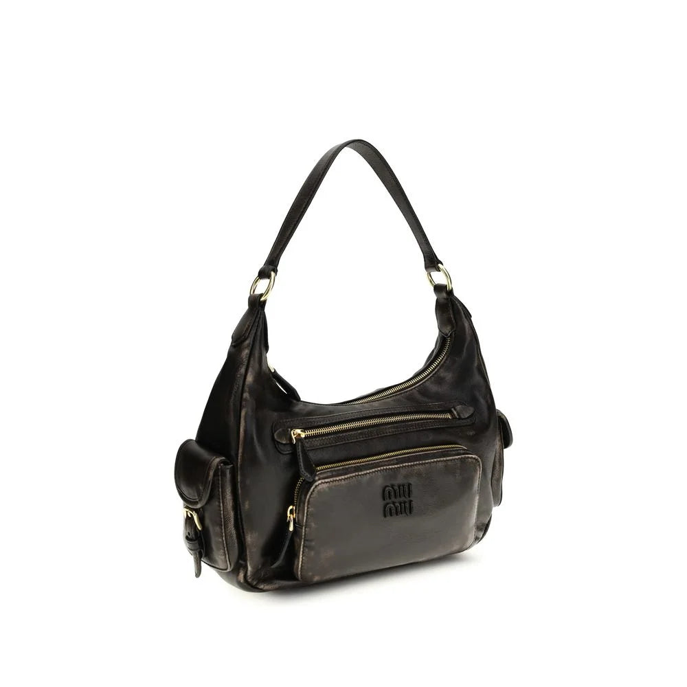 Miu Miu Brown Calf Leather Bos Taurus Shoulder Bag