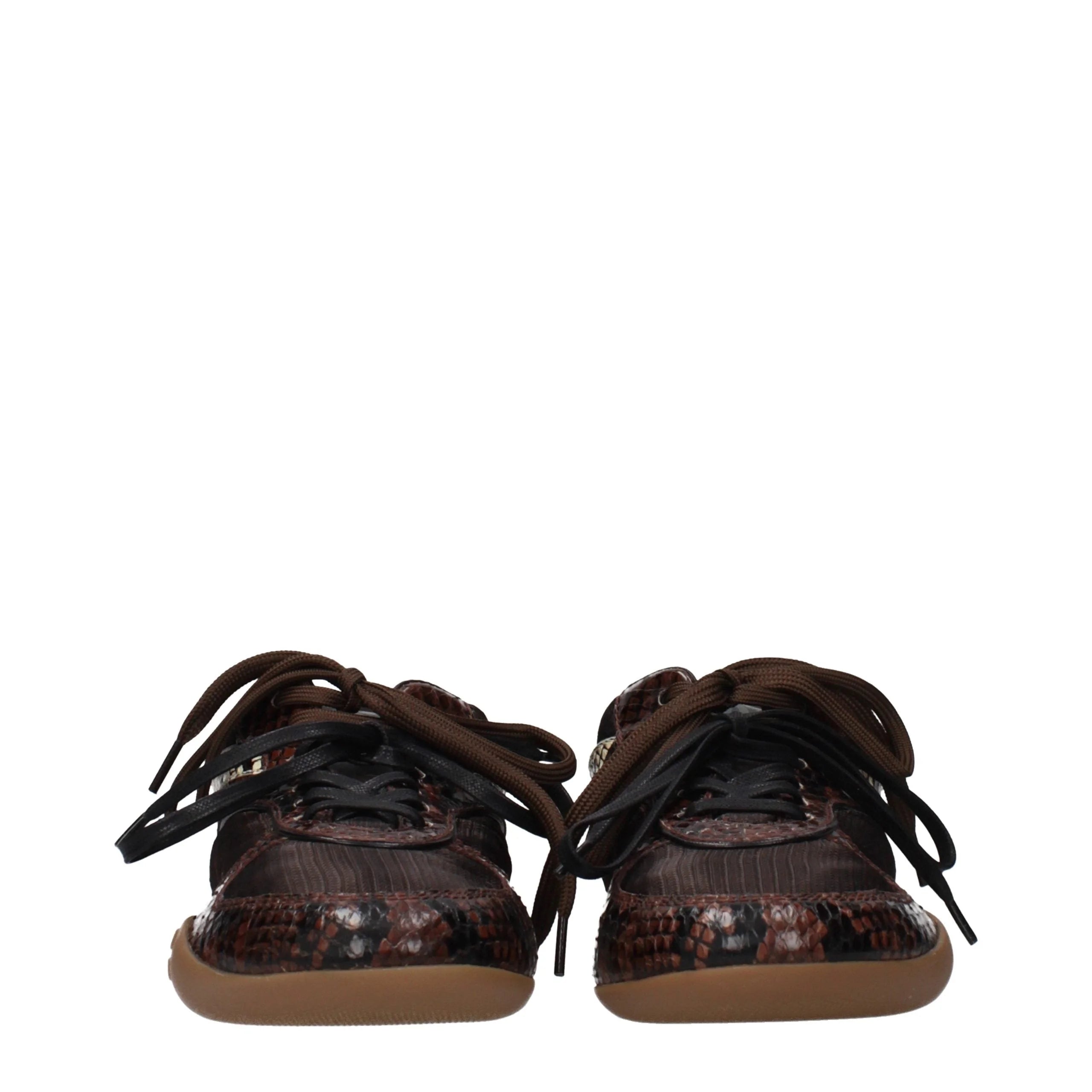 Miu Miu Brown Fabric Low Top Sneakers