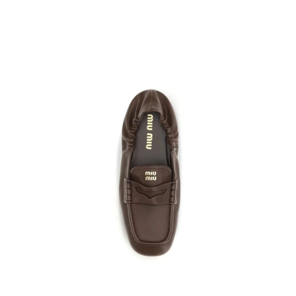 Miu Miu Brown Lamb Ovis Aries Aries Slip-On Loafers - EU37/US7