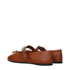 Miu Miu Brown Leather Ballet Flats - EU38/US8