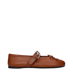 Miu Miu Brown Leather Ballet Flats - EU38/US8