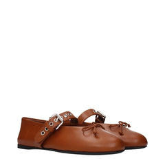 Miu Miu Brown Leather Ballet Flats - EU38/US8