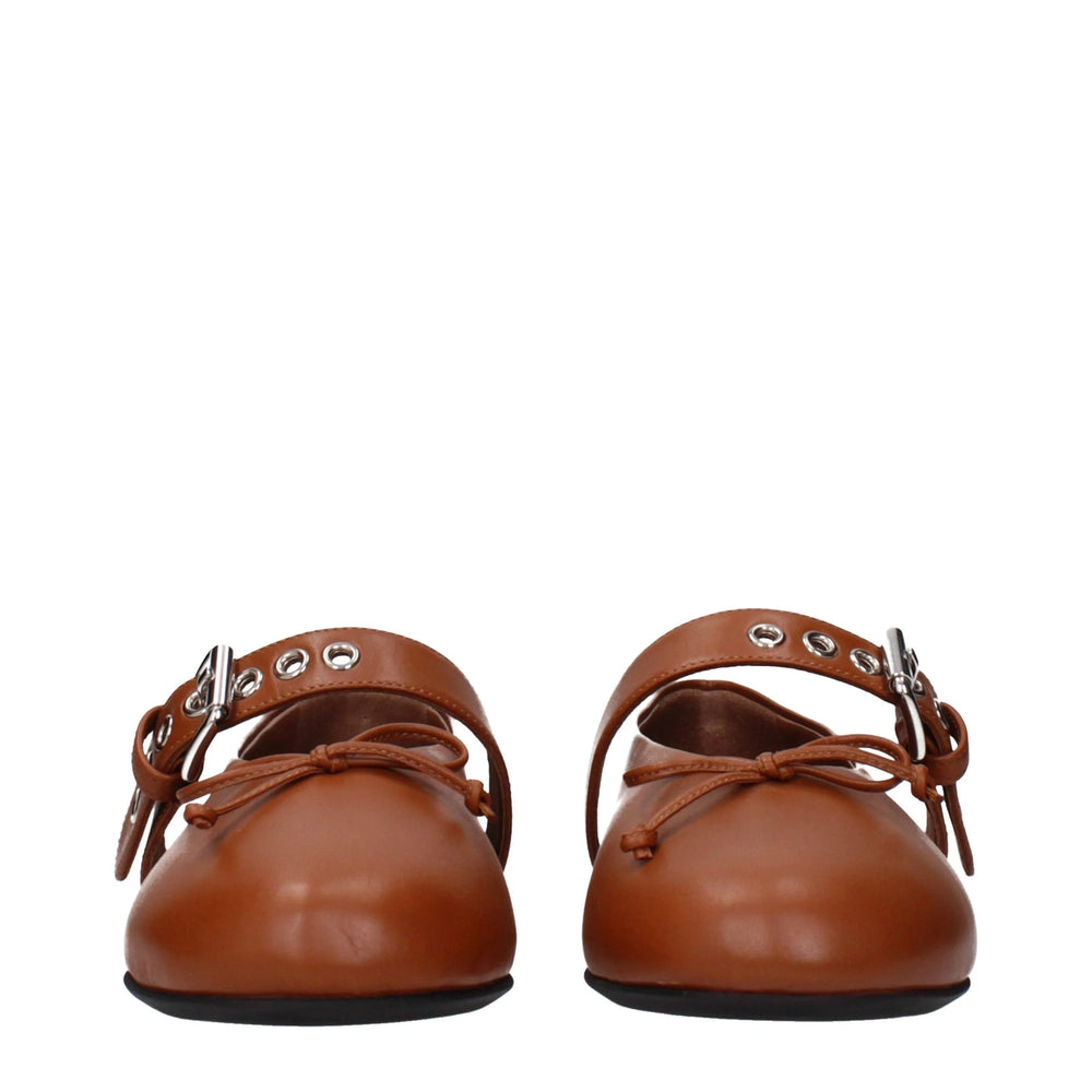Miu Miu Brown Leather Ballet Flats - EU38/US8